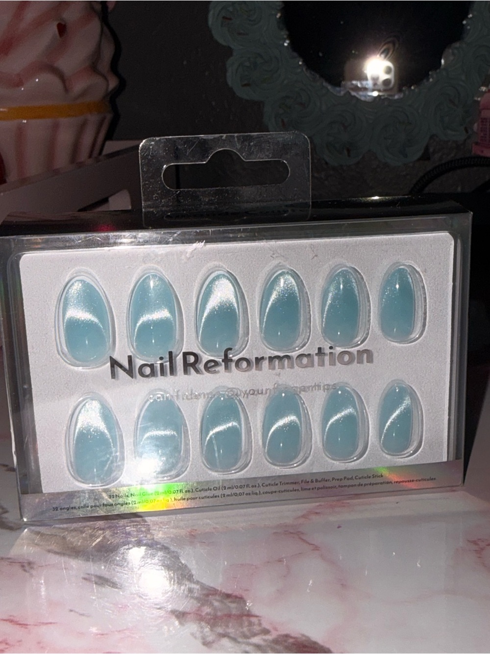 Nail Reformation Light Blue Iridescent/Reflective Press-On Nail Set